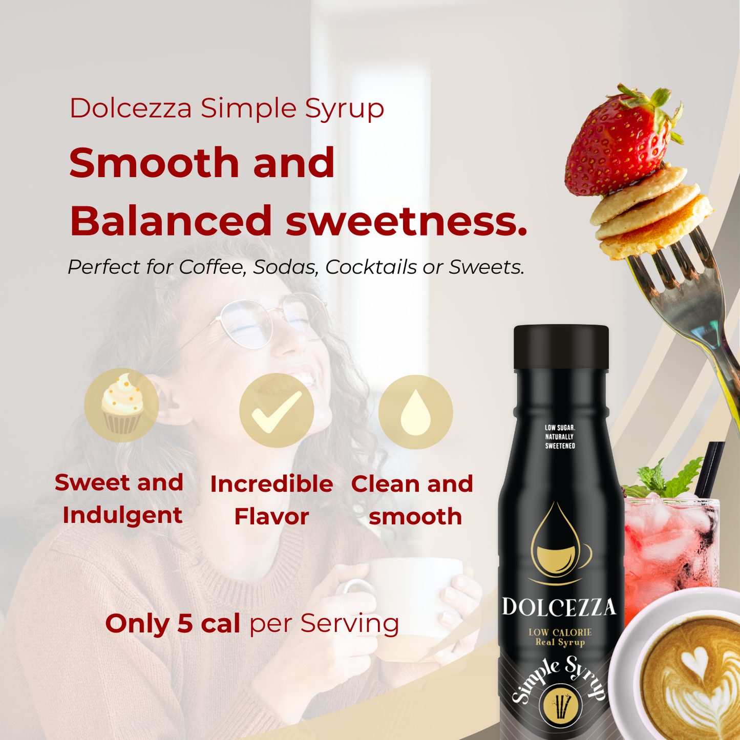 Low calorie simple syrup, keto and diabetic friendly, smooth and balanced sweetless.
Perfect for coffee, sodas, cocktails or sweets.
